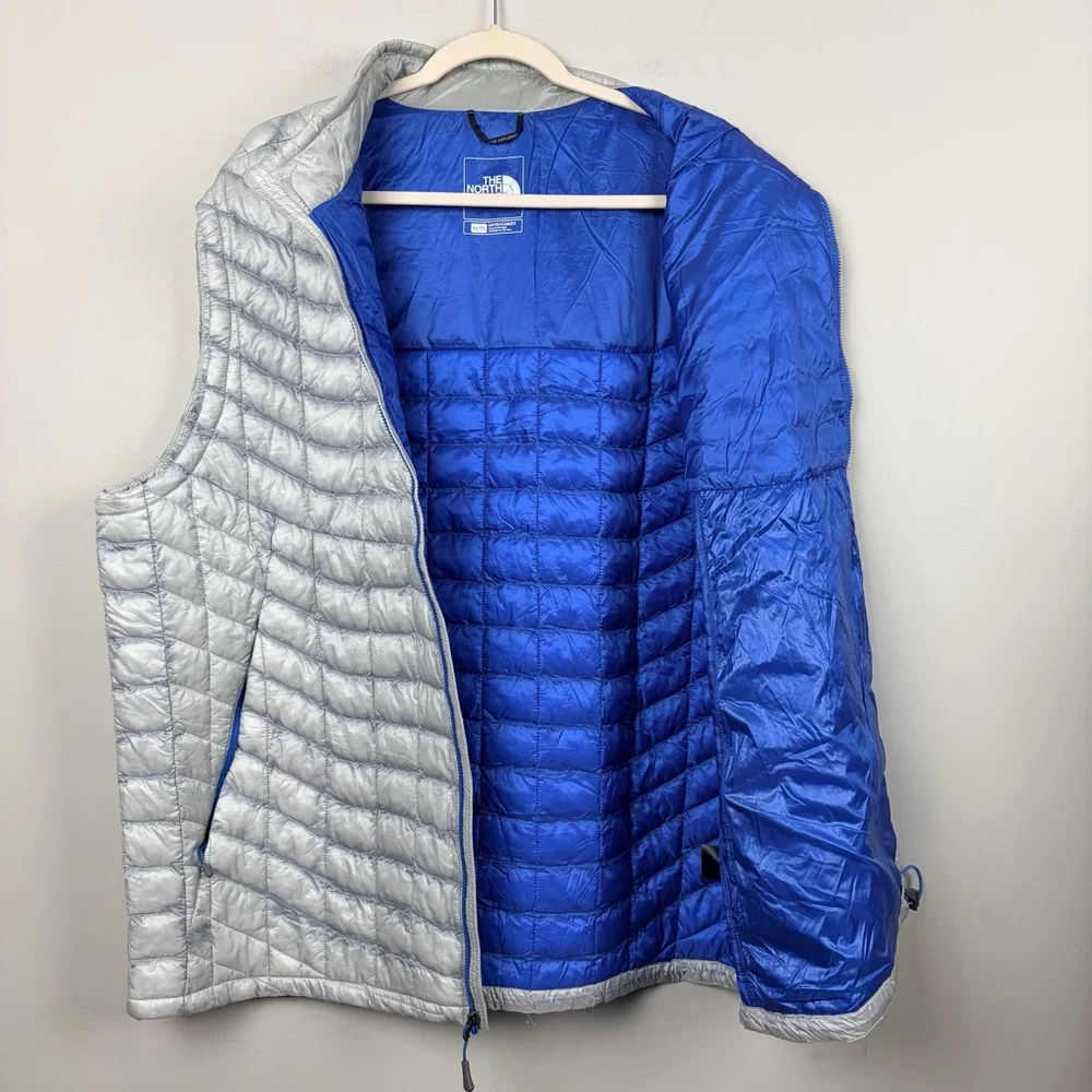 The North Face ThermoBall Vest Mens XXL Gray Blue Full Zip Lightweight‎ Puffer
